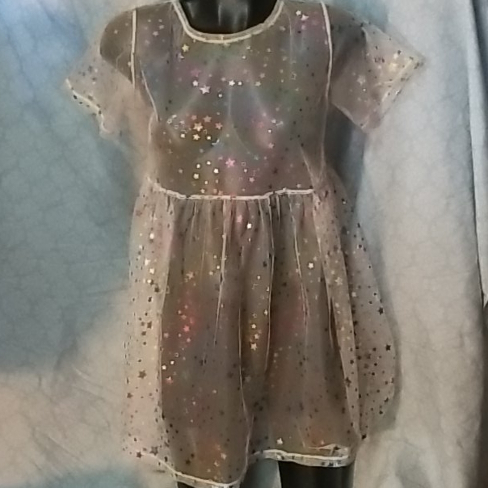 Dolls Kill mesh babydoll top with rainbow stars